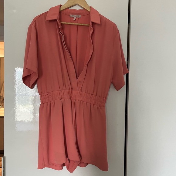 BCBGeneration Button Front Romper in Peach - Picture 1 of 8